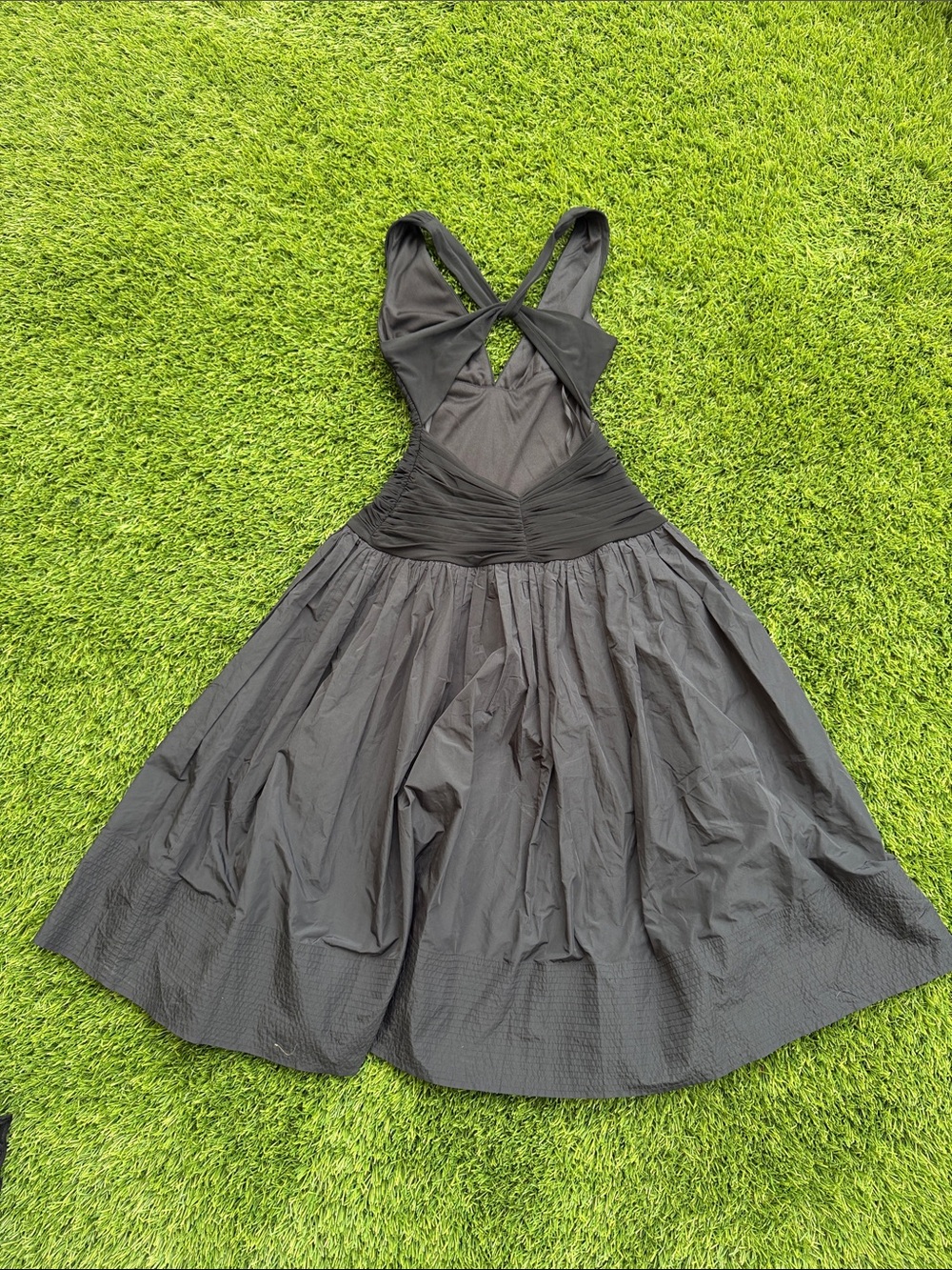 BCBGMaxAzria Black One-Shoulder Ruched Bodice Full Skirt Dress - Picture 8 of 14